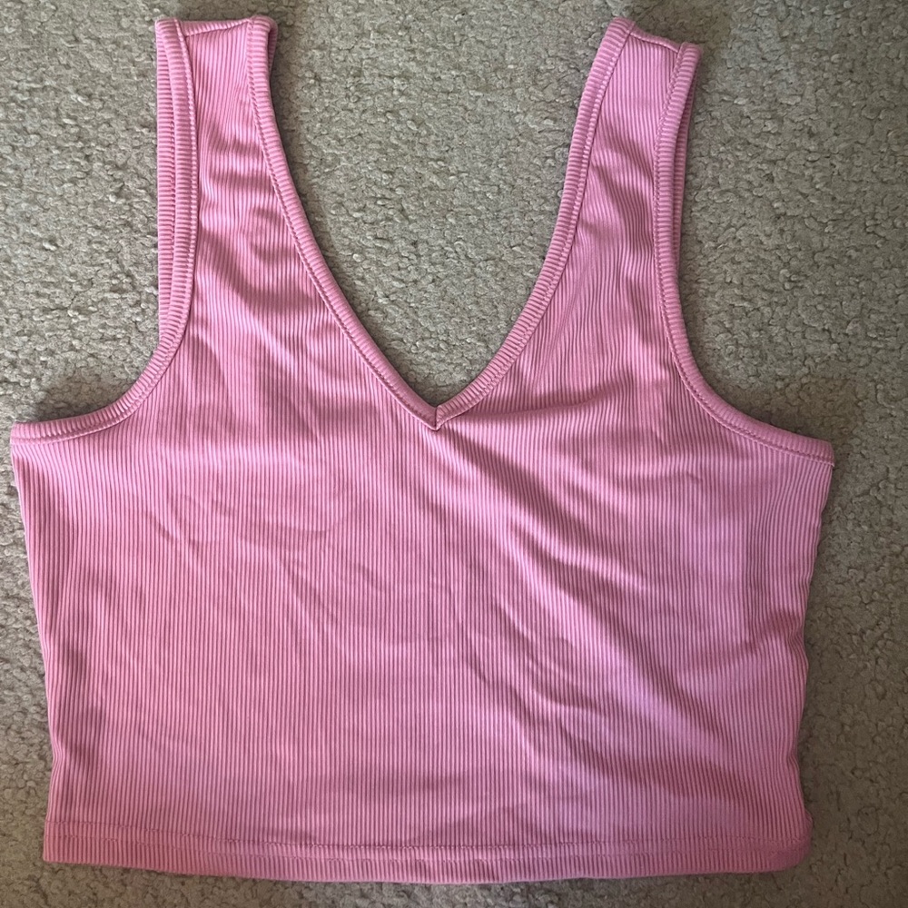 Light pink v neck crop top